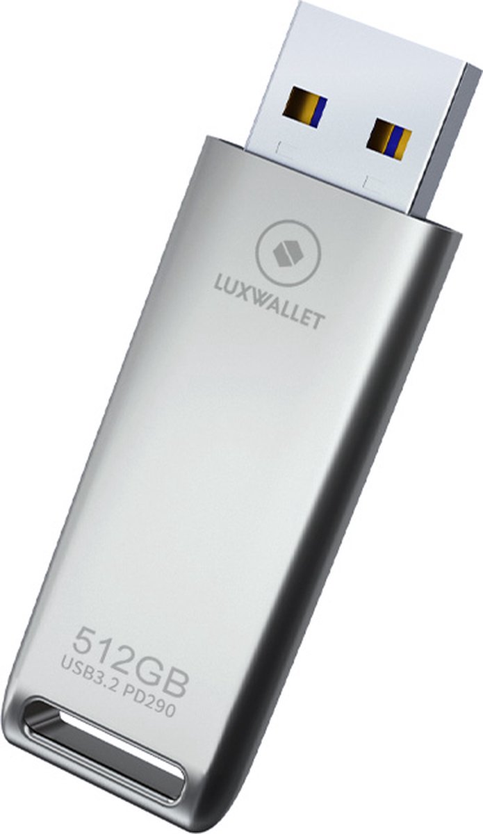 LUXWALLET FlashBlaze – USB 3.2 Flashdrive – 512GB – OTG – USB-Stick - Stootbestendig Design – Leessnelheid tot 110 Mbps – Snelle Overdracht – Zilver