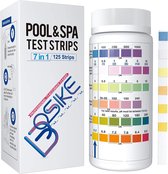BOSIKE 7 in 1 Hot Tub Test Strips - 125 ct - Swimming Pool & Spa Hard Water Testing Kit - for Bromine, Cyanuric Acid, Alkalinity, pH, Free & Total Chlorine and Hardness
