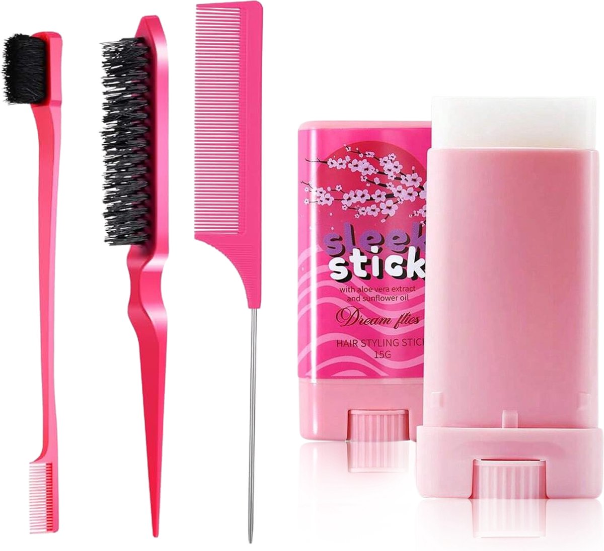 BeautyFit - Anti Pluis Stick + haarkammetjes zijkam - Wax Stick - Anti Frizz - Anti Pluis Haar - Haar Stick