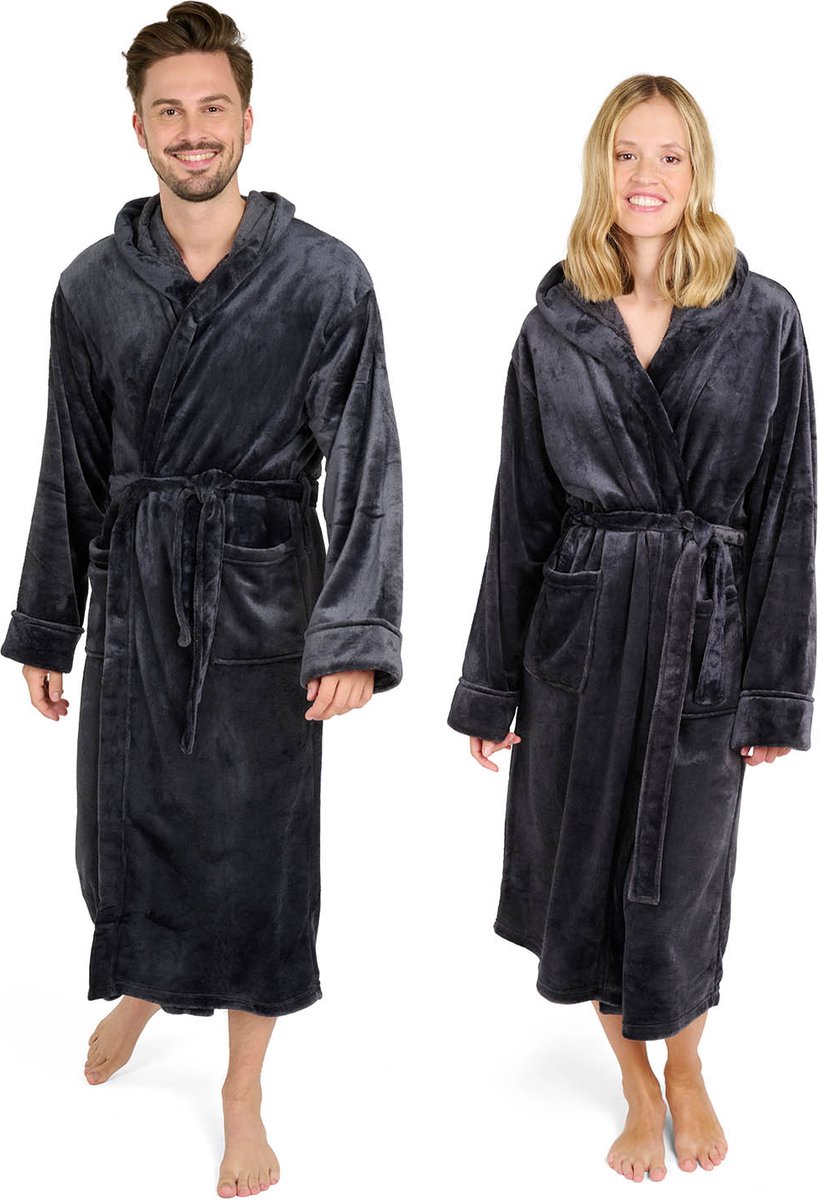 Blumtal Badjas Unisex - Dames en Heren Badjas - Fleece Badjas met Capuchon - met Zakken - 