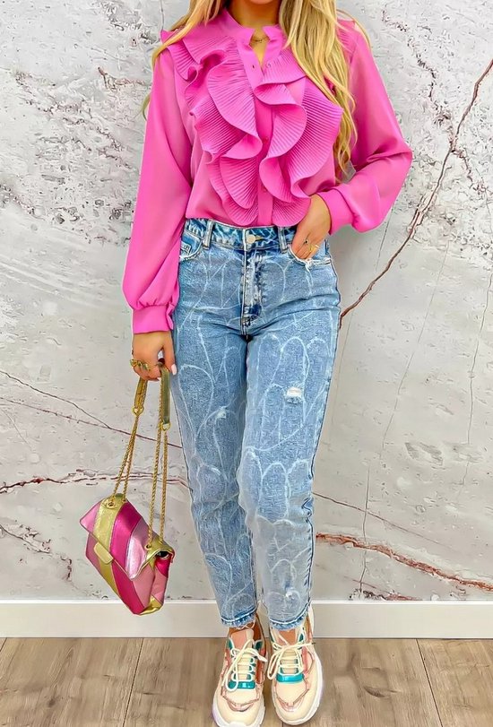 NIEUWE COLLECTIE! Beeldige fuchsia blouse van Schilo Jolie - one size (36-40)