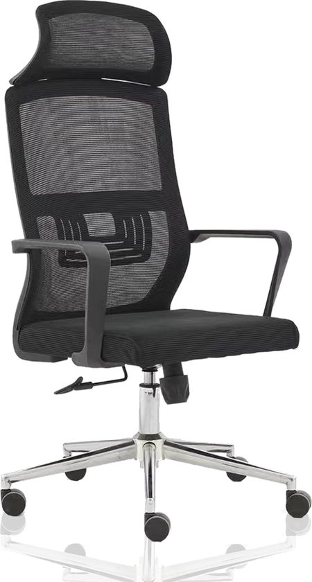 Bureaustoel, ergonomische bureaustoel met hoofdsteun, armleuningen, lendensteun, in hoogte verstelbaar, draaistoel, kantelfunctie, rugvriendelijk tot 150 kg belastbaar