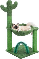 Bol.com Luxe cactus Krabpaal 84 cm hoog - Katten klimboom - Met 2 ligvlakken en vachborstel - Met Hangmat - Comfortabel - zacht ... aanbieding