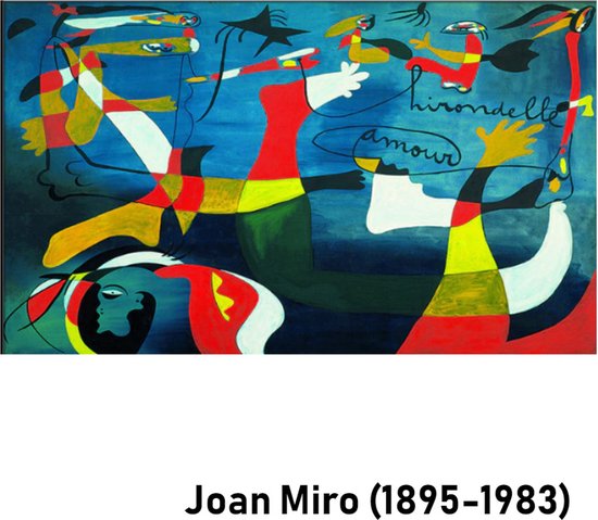 Allernieuwste.nl® Peinture sur toile Joan Miro La couleur des Rêves -Les Chaussons Verts - Art sur votre mur - Abstrait - couleur - 40 x 70 cm