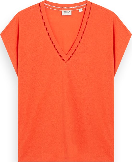 Scotch & Soda T-shirt ample à col en V et détail échelle pour Femme - Taille M