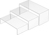 Clear Riser Rek 3 stuks, rechthoekige acryl display rekken organizer, acryl standaard voor Funko Pop figuur, parfums, tassen, schoenen, glazen, speelgoed, verzamelobjecten - 20,3 x 21,6 x 22,8 cm