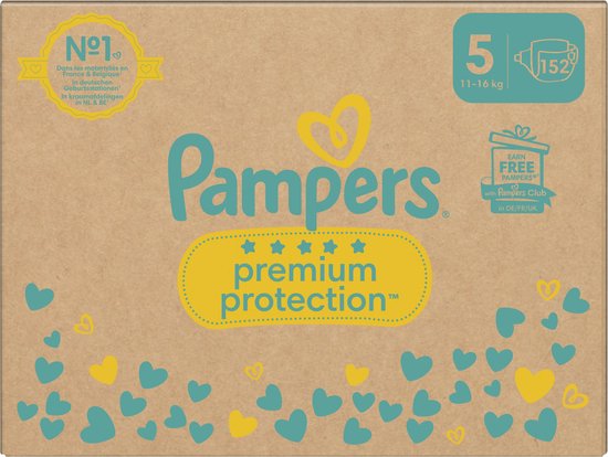 Pampers Premium Protection - Maat 5 (11kg-16kg) - 152 Luiers - Maandbox - Pampers