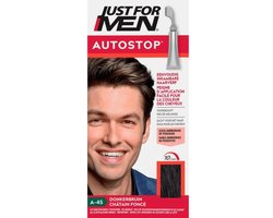 Just For Men Autostop Haarkleuring A45 Donkerbruin - Haarverf voor Mannen - Klaar in 10 minuten - Volledige of Gerichte Toepassing - Vrij van Peroxide en Ammoniak - Kant en Klaar - Eenvoudig in te Kammen