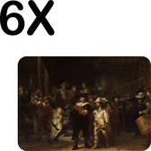 BWK Flexibele Placemat - De Nachtwacht, Rembrandt van Rijn, 1642 - Set van 6 Placemats - 40x30 cm - PVC Doek - Afneembaar