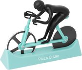 pizzasnijder, fietspizzasnijder dubbele roestvrijstalen superscherpe messensnijder met antiaanbaklaag, blauw