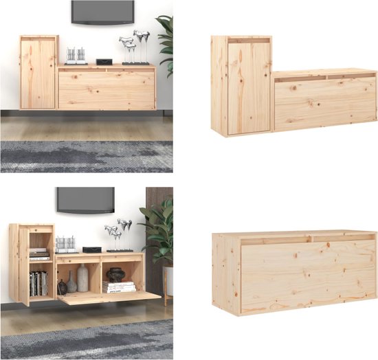 vidaXL Tv-meubelen 2 st massief grenenhout - Tv-kast - Tv-kasten - Tv-meubel - Hifi-meubel