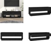 vidaXL Tv-meubel 110-5x34x40 cm massief grenenhout zwart - Tv-kast - Tv-kasten - Tv-meubel - Hifi-meubel
