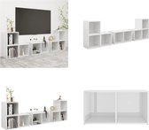 vidaXL 6-delige Tv-meubelset spaanplaat hoogglans wit - Tv-kastenset - Tv-kastensets - Tv-meubelset - Tv-meubelsets