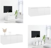 vidaXL Tv-meubel 80x34x30 cm spaanplaat hoogglans wit - Tv-meubel - Tv-meubels - Tv-meubelen - Tv-meubilair