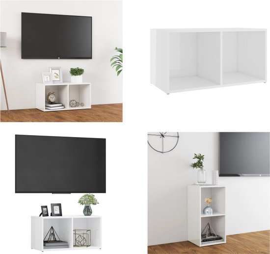 vidaXL Tv-meubel 72x35x36-5 cm spaanplaat hoogglans wit - Tv-kast - Tv-kasten - Tv-standaard - Tv-standaarden