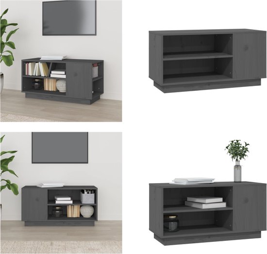 vidaXL Televisiemeubel Zwart - 74 x 35 x 44 cm - Massief Grenenhout - Kast