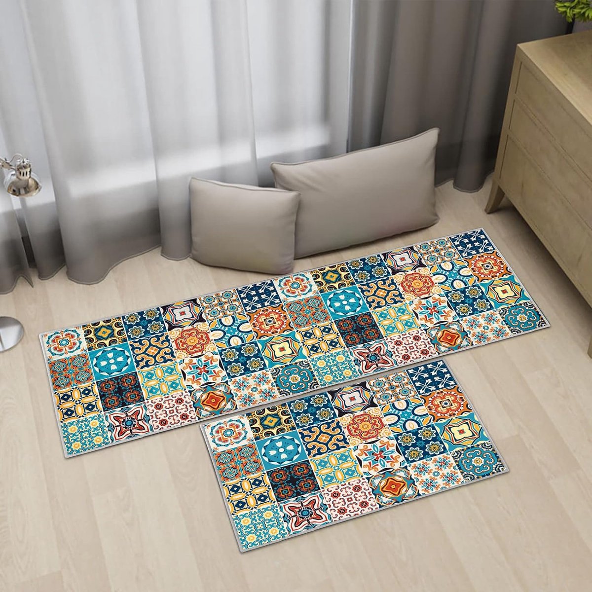 Keukentapijtloper, Keukenloper, 2 Stuks, Keukenloper, Wasbare Antislip Keukenmat Stofdichte Deurmat Voor Binnen Antivermoeidheidsloper I 40 X 60