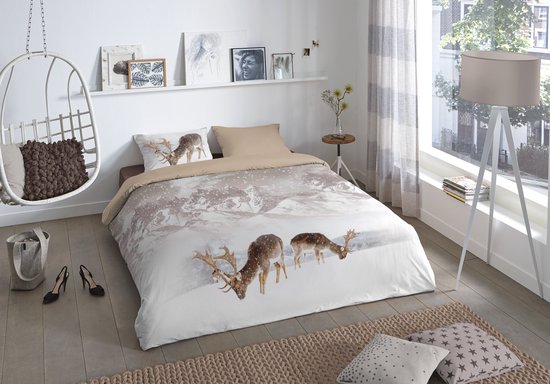 dekbedovertrek en flanelle Cerf dans la neige 240 x 220