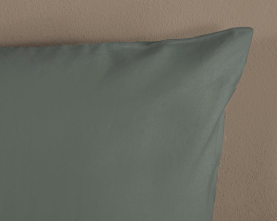 HIP dekbedovertrek effen kleur - 1 persoons 140x200/220 cm - Olijfgroen - 100% Katoen satijn — afbeelding 3