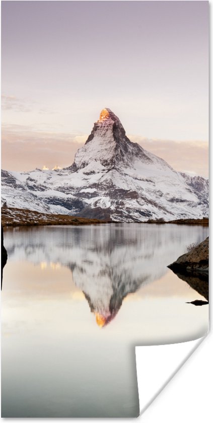 Affiche Vue du Stellisee sur le Cervin en Suisse - 75x150 cm