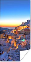 Poster Oia Santorini met kleurrijke zonsondergang in Griekenland - 20x40 cm