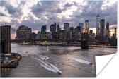 Manhattan en de Brooklyn bridge New York Poster 120x80 cm - Foto print op Poster (wanddecoratie woonkamer / slaapkamer) / Amerikaanse steden Poster