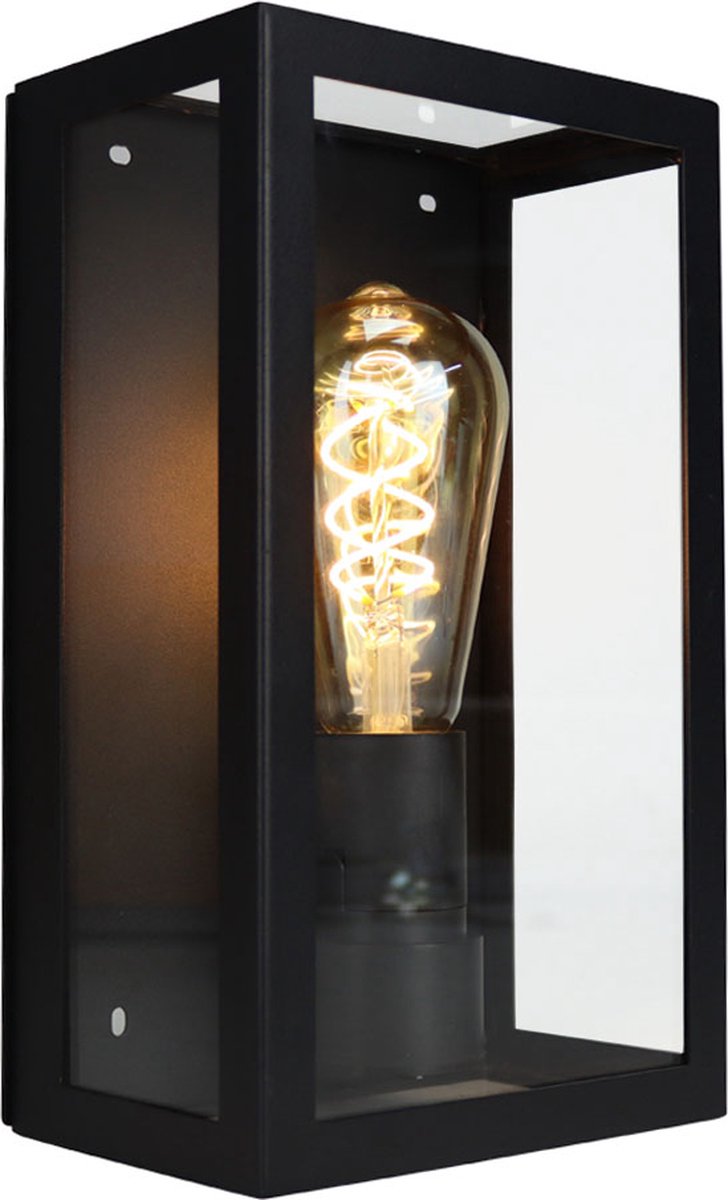 Moderne wandlamp van glas | Zwart | E27 fitting | IP44