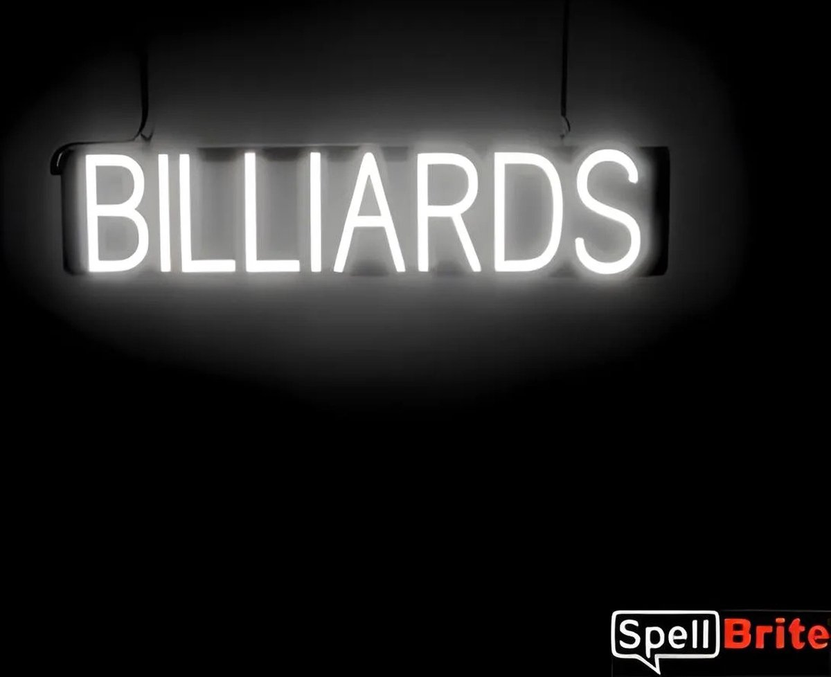 BILLIARDS - Lichtreclame Neon LED bord verlicht | SpellBrite | 75 x 16 cm | 6 Dimstanden - 8 Lichtanimaties | Reclamebord neon verlichting