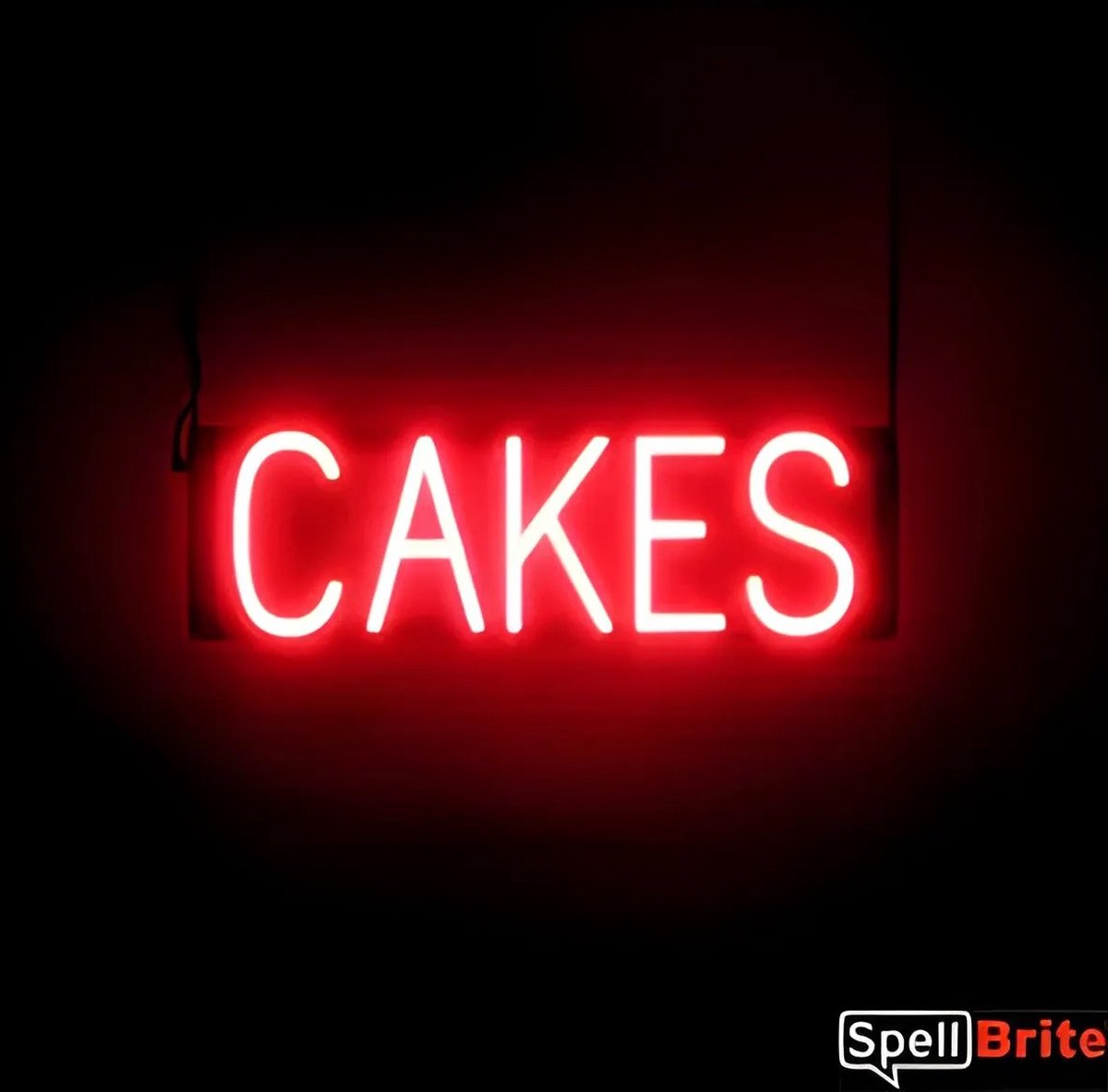 CAKES - Lichtreclame Neon LED bord verlicht | SpellBrite | 53 x 16 cm | 6 Dimstanden - 8 Lichtanimaties | Reclamebord neon verlichting