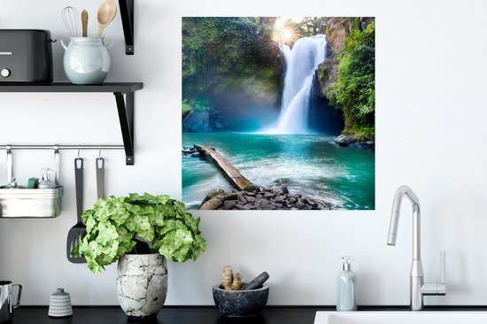 Poster Cascade - Pierres - Paysage - Plantes - Water - 50x50 cm