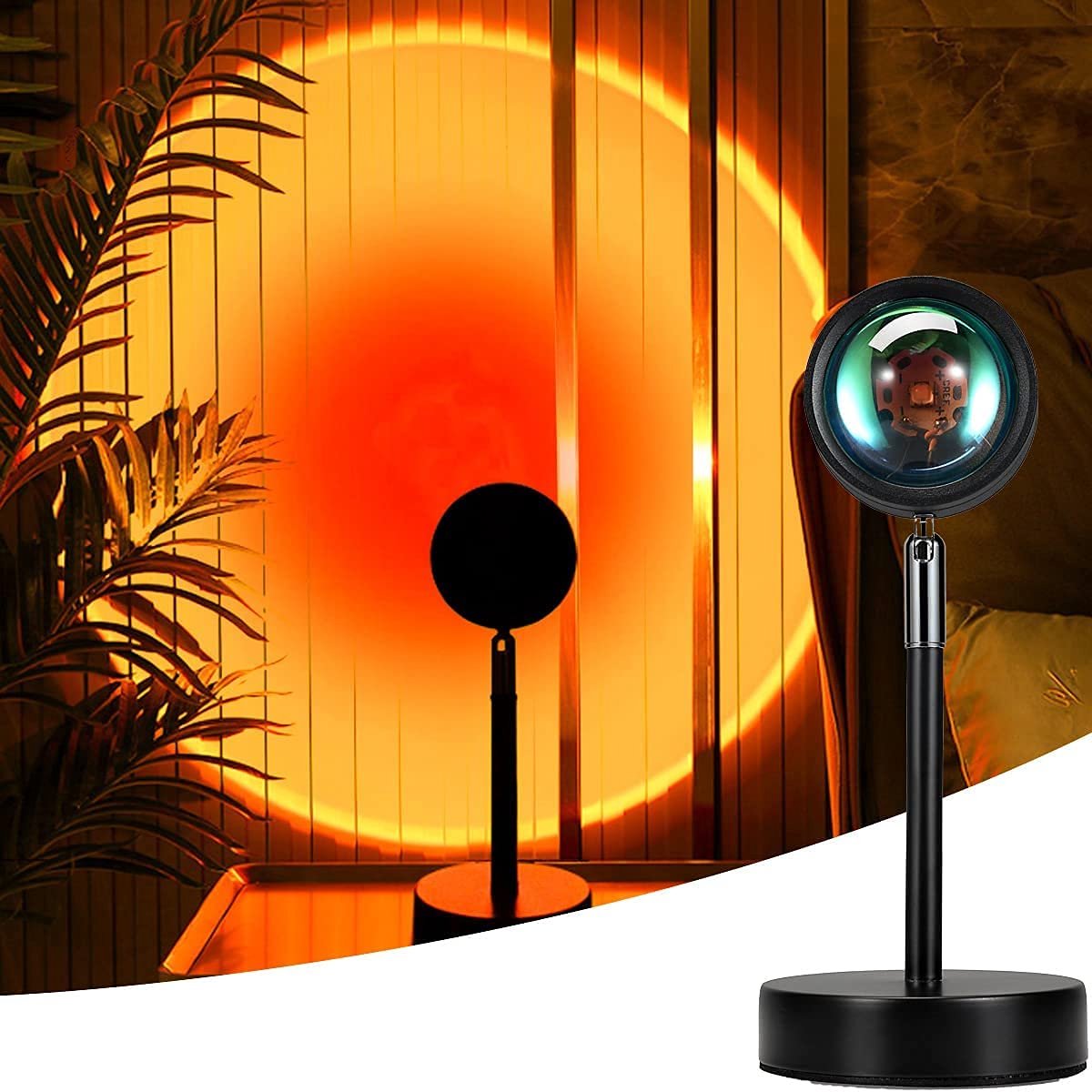 Beroli - Mydethun Sunset Projectielamp - Zonsonderganglamp - USB-ledprojectorlamp - Projectorlicht - 90 graden rotatie - Romantische Visuele Sfeerlamp - Verlichting - Slaapkamer - Decoratie (Zonsondergang Rood)