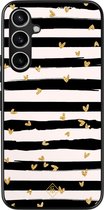 Casimoda® hoesje - Geschikt voor Samsung Galaxy S23 FE - Hart Streepjes - Zwart TPU Backcover - Gestreept - Groen