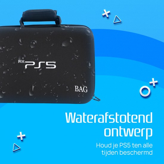 Étui adapté pour Playstation 5 - Espace pour écouteurs, Manettes et Spellen - Comprend bandoulière - Étanche - Sac de rangement pour PS5 - Étui pour PS5 - Zwart - Étui rigide - Étui de protection