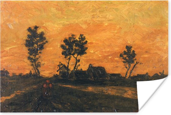 Poster Landschap bij zonsondergang - Vincent van Gogh - 120x80 cm