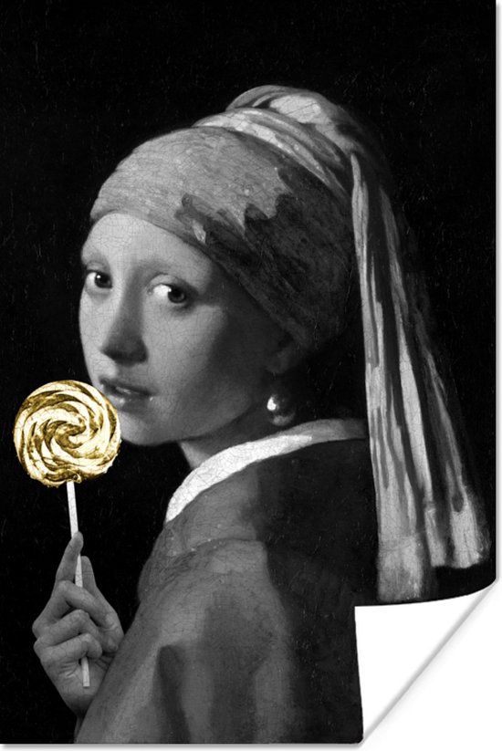 Poster - Meisje met de parel - Johannes Vermeer - Lolly - Goud