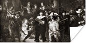 Poster De Nachtwacht in zwart-wit - Rembrandt van Rijn - 40x20 cm