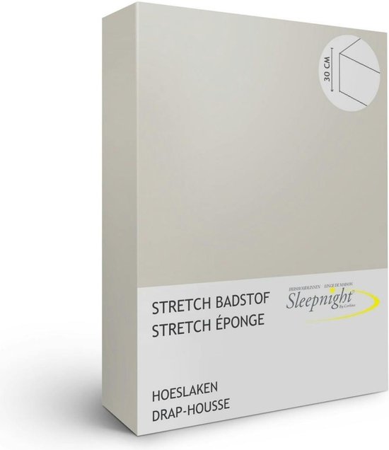 Sleepnight Hoeslaken - Stretch badstof - (hoekhoogte 30 cm ) gris - B 180 x L 200 cm - Lits-jumeaux - Geschikt voor Standaard Matras/Boxspring/Matras + Topper - 600980-B 180 x L 200 cm