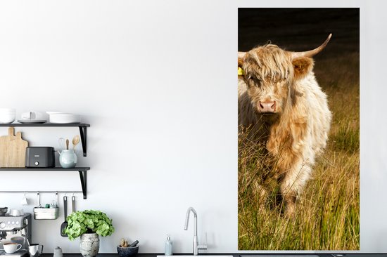 Poster Schotse Hooglander - Licht - Gras - Dieren - 80x160 cm