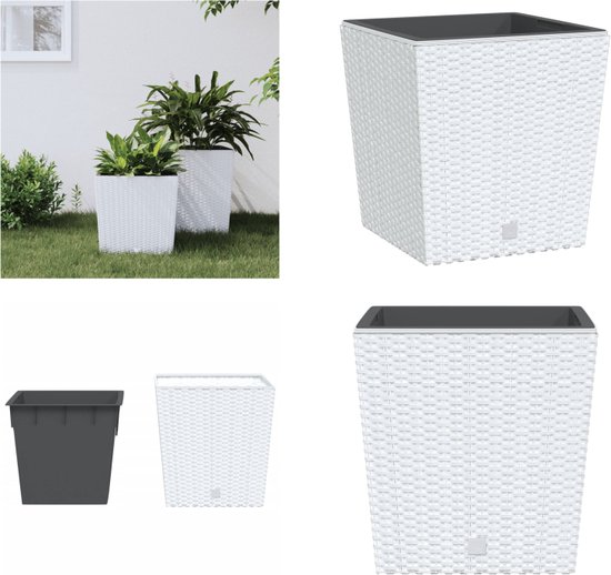 Casaria Plantenbak Polyrattan 4 Uitneembare Binnenpotten bloembak Bloempot grijs