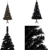 vidaXL Kunstkerstboom met LED's en kerstballen 120 cm PVC zwart - Kunstkerstboom - Kunstkerstbomen - Kerstboom - Kerstdecoratie