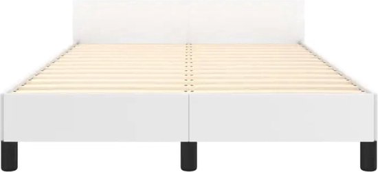 vidaXL Cadre de lit avec tête de lit Simili cuir Blanc 120x200 cm - Cadre de lit avec tête de lit - Encadrements de lit avec têtes de lit - Cadre de lit - Lit