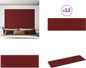 vidaXL Wandpanelen 12 st 3-24 m² 90x30 cm stof wijnrood - Wandpaneel - Wandpanelen - Wanddecoratie - Wandversiering