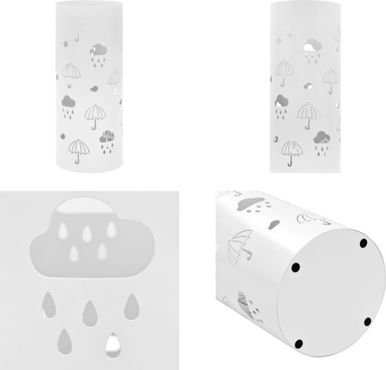 vidaXL Parapluhouder paraplu's staal wit - Paraplubak - Paraplubakken - Paraplustandaard - Paraplustandaards
