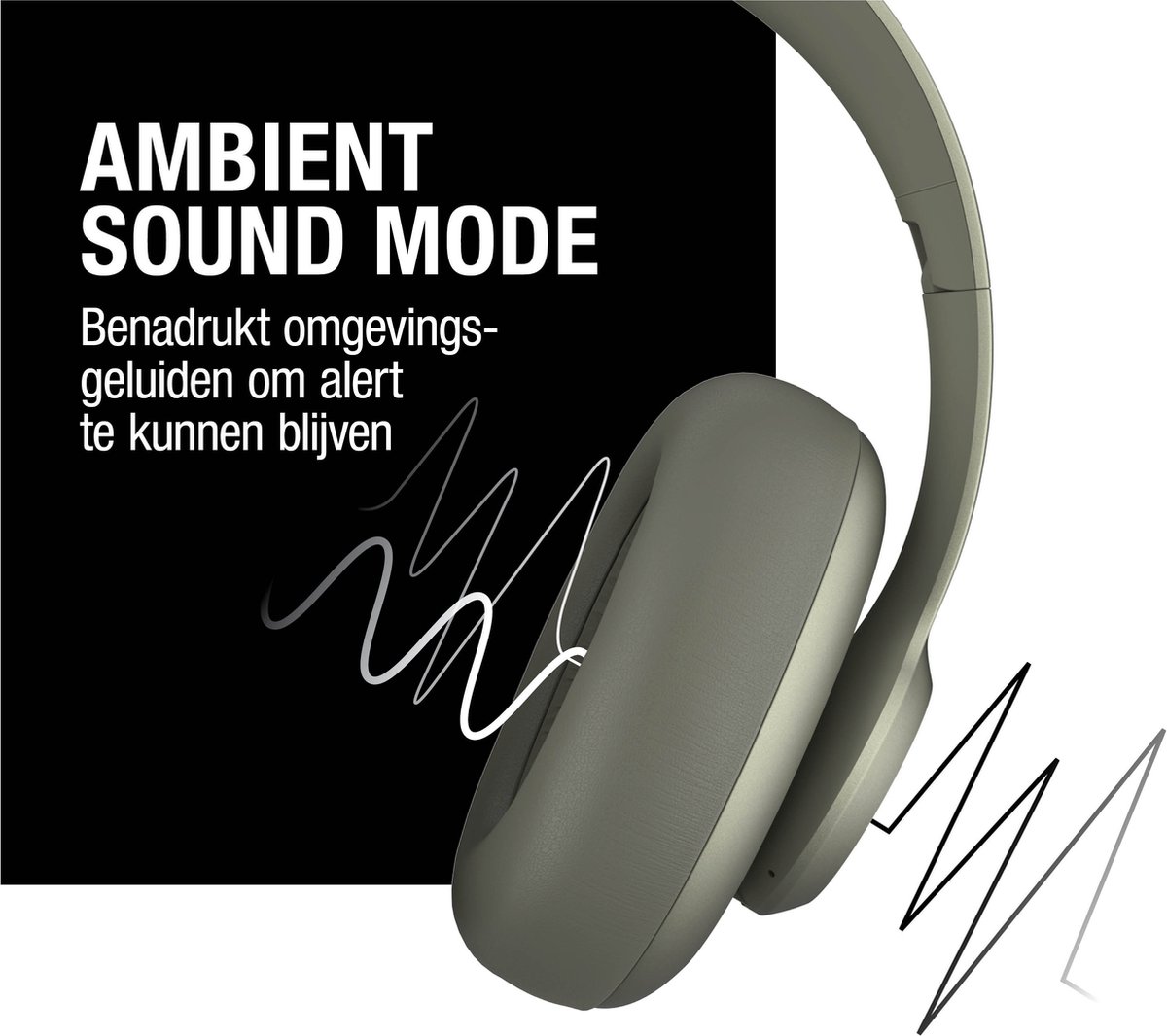 Afbeelding 3 van Fresh 'n Rebel Clam Ace – Draadloze Bluetooth Koptelefoon met Active Noise Cancelling - 60 uur Speeltijd - Met volume wiel - Dried Green