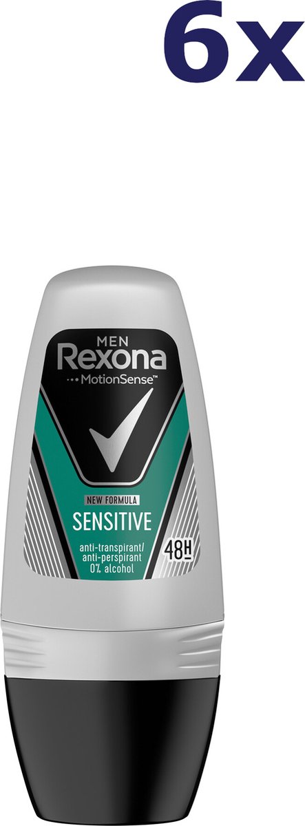 Goedkoopste Rexona Deo Roller Men - Sensitive - Voordeelverpakking 6 x 50 ml