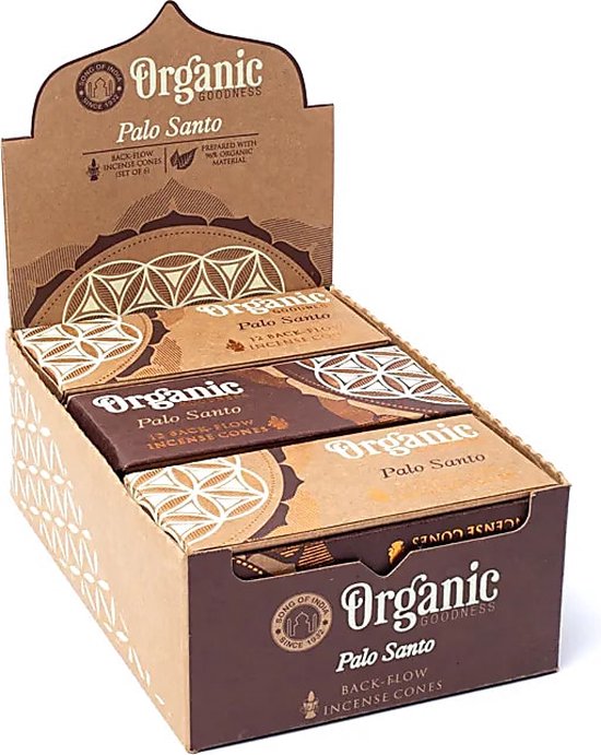 Organic Goodness Palo Santo Backflow Cônes d'encens chanson de l'Inde boîte 6 pièces
