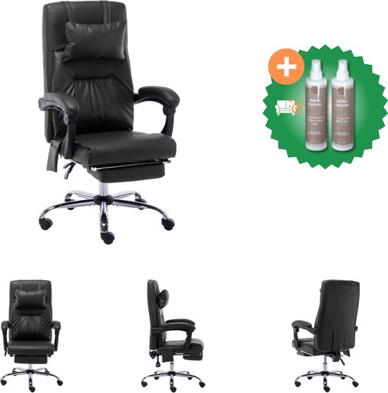 vidaXL Massage kantoorstoel kunstleer zwart - Bureaustoel - Inclusief Onderhoudsset