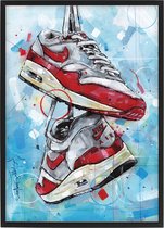 Sneaker print OG red 30,6x43 cm (A3) *ingelijst & gesigneerd