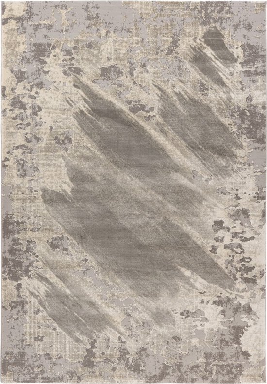 Lalee Monet | Modern Vloerkleed Laagpolig | Silver | Tapijt | Karpet | Nieuwe Collectie 2024 | Hoogwaardige Kwaliteit | 80x150 cm