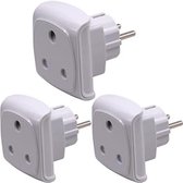 Bol.com Reisstekker type M - Reisstekker M - Reisstekker Afrika - Reisstekker Zuid Afrika - 7 x 6 x 7 cm - Wit - 3 stuk aanbieding